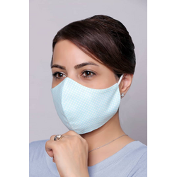 Light Blue With White Circles - 100% Cotton Washable Mask